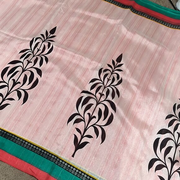 Bhagalpuri  Festival Designer Half N Half printed silk Saree - Picture 4 of 16